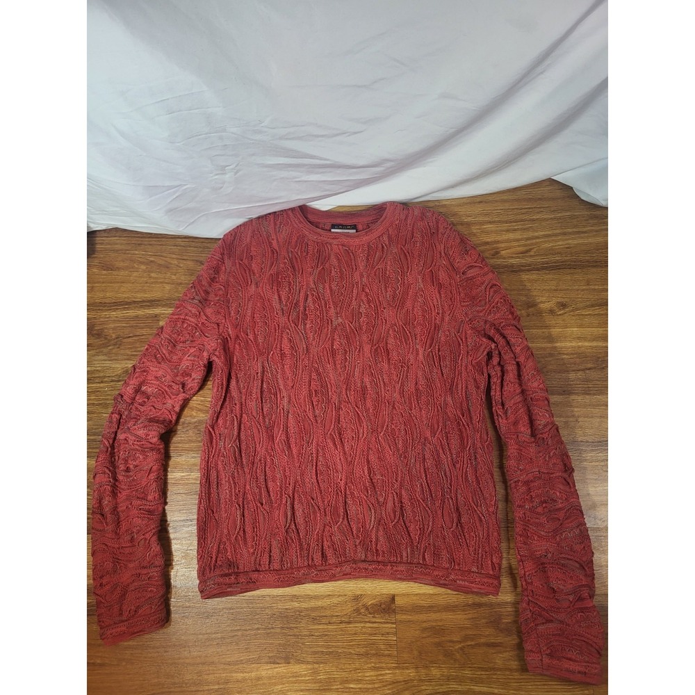 Coogi Basics Australia Sweater Men Knit Pullover Red Medium Cotton Art